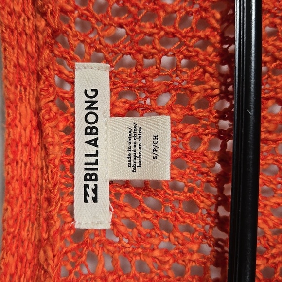 Billabong Orange Sweet Bliss Surplice Open Knit Sweater Small - Picture 2 of 7